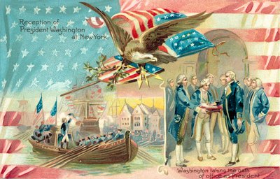 George Washington tomando el juramento como Presidente de American School